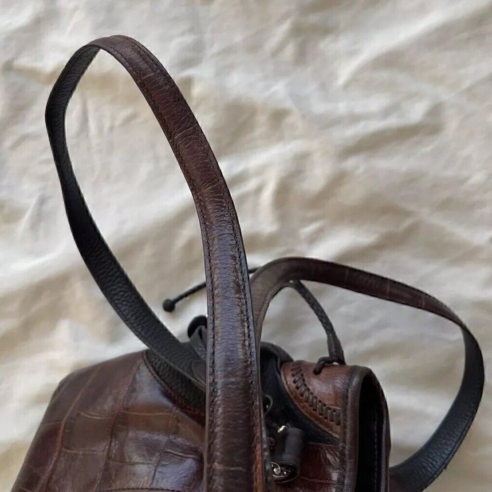 BRIGHTON EMMA Tiny Woven Brown/Black Leather Print D330285 Western Vintage Bag - Picture 13 of 15